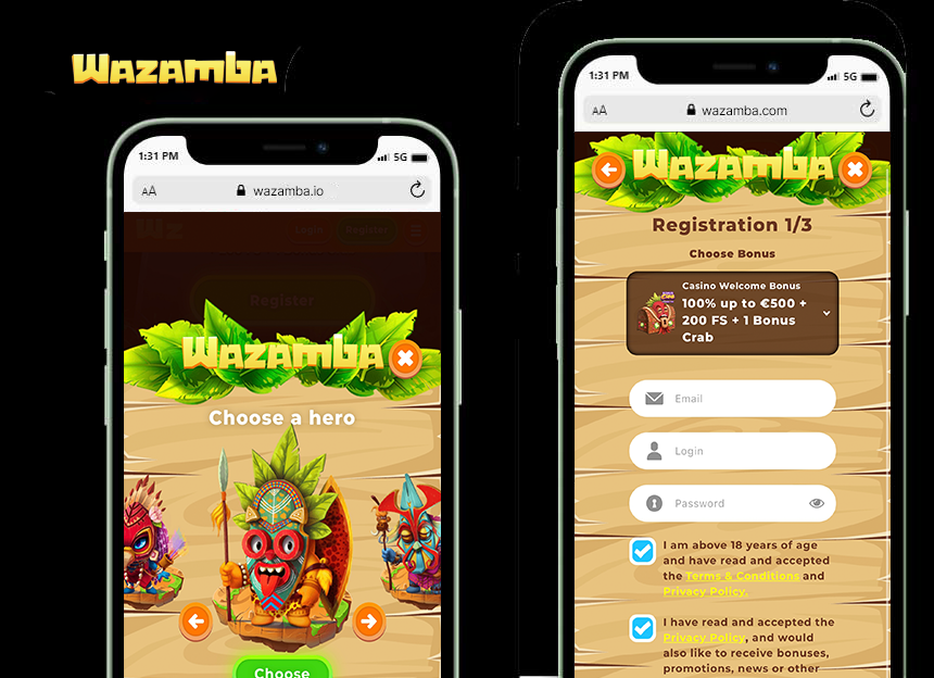 Registration process of Wazamba